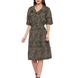 Amagyaa Abstract Print V-Neck Cotton A-Line Dress-picture-13