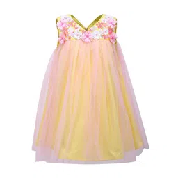 A Little Fable Girls Yellow Embellished A-Line Dress-image-34