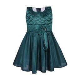 Wish Karo Girls Green Satin A-Line Dress-picture-54