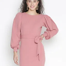 DRAAX Fashions Puff Sleeves Sheath Mini Dress-image-22