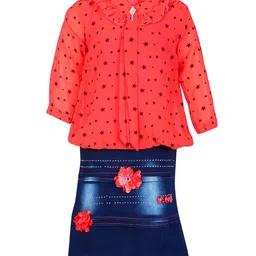 BAESD Print Georgette Mandarin Collar A-Line Dress-image-98