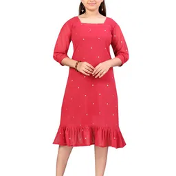 Aarika Pink Georgette A-Line Dress-image-53