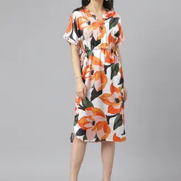 am ma Multicoloured Georgette A-Line Dress-image-62