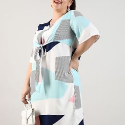 Instafab Plus Size Printed V-Neck A-Line Dress With Tie-Ups-picture-12