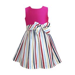 A T U N Fuchsia & Multicoloured Striped A-Line Dress-picture-19