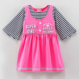 Enfance Girls Typographic Print Long Flared Sleeves A-Line Dress-40