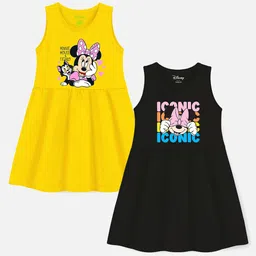 YK Disney Girls Pack of 2 Minnie Mouse Printed Cotton A-Line Dress-image-27