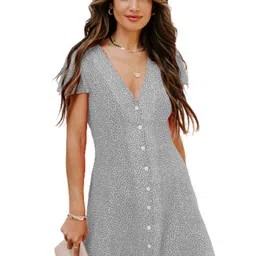 StyleCast Grey Print A-Line Dress-image-38