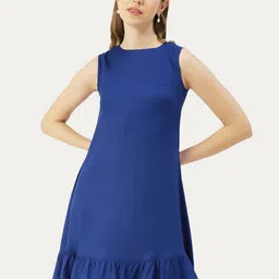 Moomaya  round Neck Flounce Hem A-Line Above Knee Dress-image-14