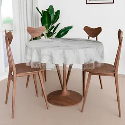 Kuber Industries Grey PVC Marble Design 4 Seater Round Table Cover-88