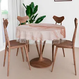 Kuber Industries Brown PVC Marble Design 4 Seater Round Table Cover-36