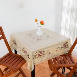 Kuber Industries Cream & Pink PVC Alloy Table Cover-94
