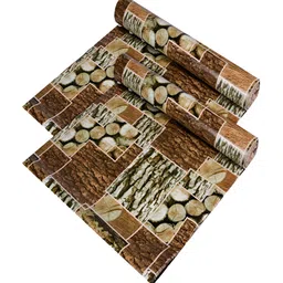 Kuber Industries Brown 2 Pieces Stone Design Cabinet Shelf Liner Organisers-45