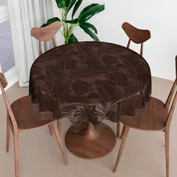 Kuber Industries Brown 4 Seater Round Table Cover-55