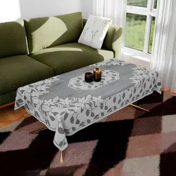 Kuber Industries Grey & White Floral Printed 4-Seater Table Cover-18