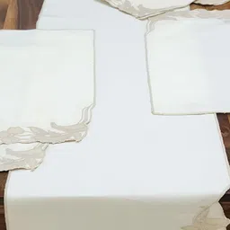 DESIGN GAATHA Cream 7 Pieces Embroidered Pure Cotton Table Linen Sets-13