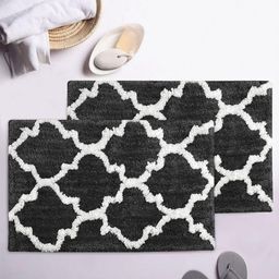 AEROHAVEN Set Of 2 Grey & White Printed 1850 GSM Bath Rugs-4