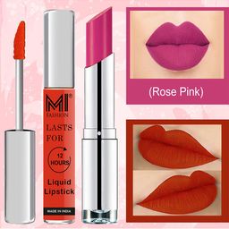 MI FASHION Set of Get The Perfect Liquid Lipstick 3.5ml & Creamy Matte Lipstick 3.5g-40