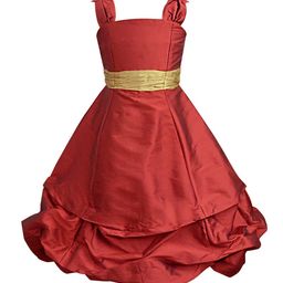 A T U N Red & Gold-Toned Balloon Maxi Dress-picture-14