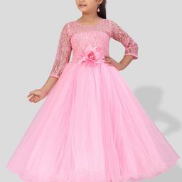 BAESD Girls Self Design Lace up Maxi Fit & Flare Dress-image-37