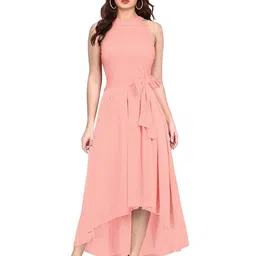 BAESD Peach-Coloured Fit & Flare Maxi Dress-image-97