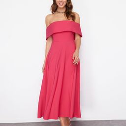 Trendyol Off-Shoulder Fit & Flare Maxi Dress-image-41