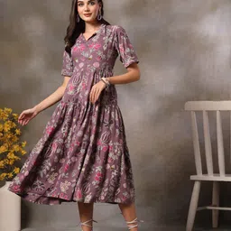 Stylum Women Floral Printed Fit & Flare Midi Dress-image-17