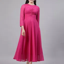 aayu Georgette Round Neck Fit & Flare Maxi Casual Dress-image-39