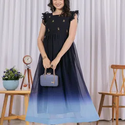Tilton Women Ombre Embroidered Gown Maxi Dress-image-7