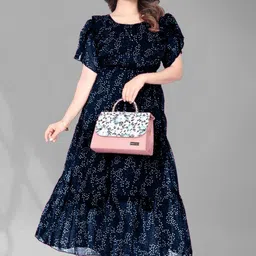 Femvy Women Printed Fit & Flare Maxi Dress-image-64