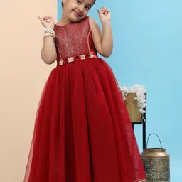 Toy Balloon kids Girls   Embellished Applique Net Fit & Flare Maxi Dress-12