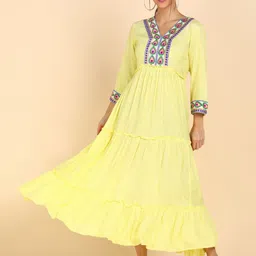 VEDANA Yellow Maxi Dress-picture-15