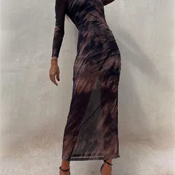 StyleCast Black Abstract Printed Maxi Cotton Sheath Dress-picture-13