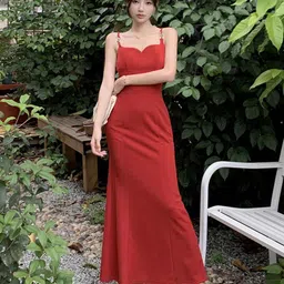 StyleCast Red Shoulder Straps Maxi Dress-8
