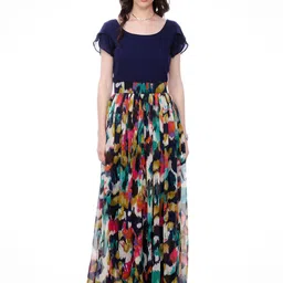 BAESD Abstract Printed Chiffon Maxi Dress-4