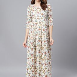 Idalia White & Red Floral Cotton Maxi Dress-image-59