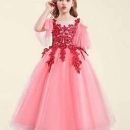 INCLUD Girls Embellished Flared Sleeve Lace Tulle Maxi Dress-picture-15