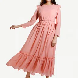 Dream of Glory Inc Pink Layered Georgette Maxi Dress-picture-34