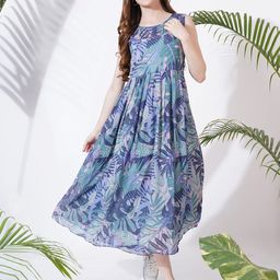 Fbella Tropical Print Georgette Maxi Dress-image-93