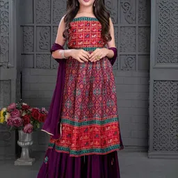 Lagorii Girls Lagorii Sleeveless And Printed Palazzo Set - Purple-image-54