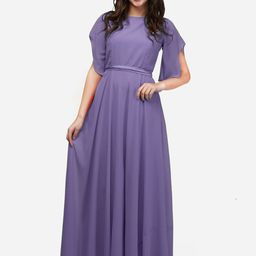 V&M Flared Sleeves Georgette Fit & Flare Maxi Dress-image-50