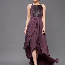 Miss Chase Women Halter Neck Sleeveless Embellished Layered Fit & Flare Dress-image-39
