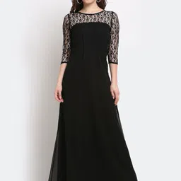 La Zoire Black Georgette Maxi Dress-54