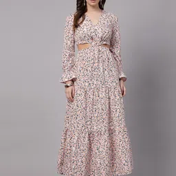 aayu Floral Printed V-Neck Bell Sleeve Maxi Dress-image-49
