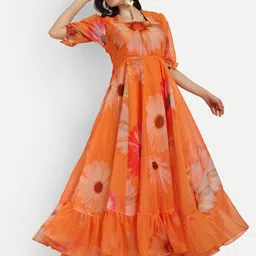 SHINISHA Floral Print Puff Sleeve Maxi Dress-picture-26