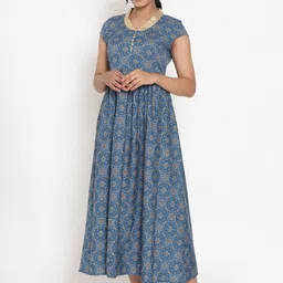 AURELIA Blue Ethnic Motifs Ethnic Maxi Dress-image-57