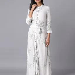 W Beige Floral Maxi Dress-image-36