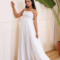 Ragavi Shoulder Strap Smocked Chiffon Maxi Dress-image-19