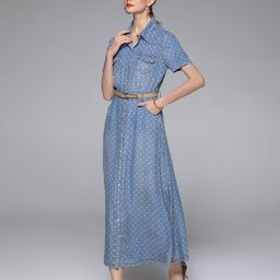 JC Collection Blue Polka Dots Maxi Dress-image-57