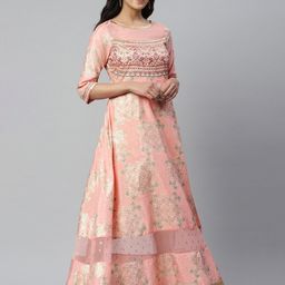 AURELIA Pink Ethnic Motifs Satin Maxi Dress-picture-46
